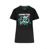 Mercedes Lewis Hamilton Womens T-Shirt, LEWIS #44, Black, 2022 - FansBRANDS®