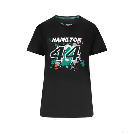 Mercedes Lewis Hamilton Womens T-Shirt, LEWIS #44, Black, 2022 - FansBRANDS®
