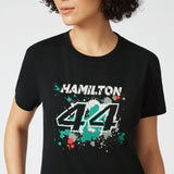 Mercedes Lewis Hamilton Womens T-Shirt, LEWIS #44, Black, 2022 - FansBRANDS®