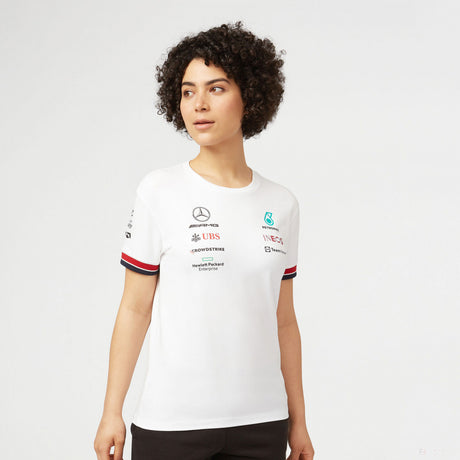 Mercedes Womens T-Shirt, Team, White, 2022 - FansBRANDS®