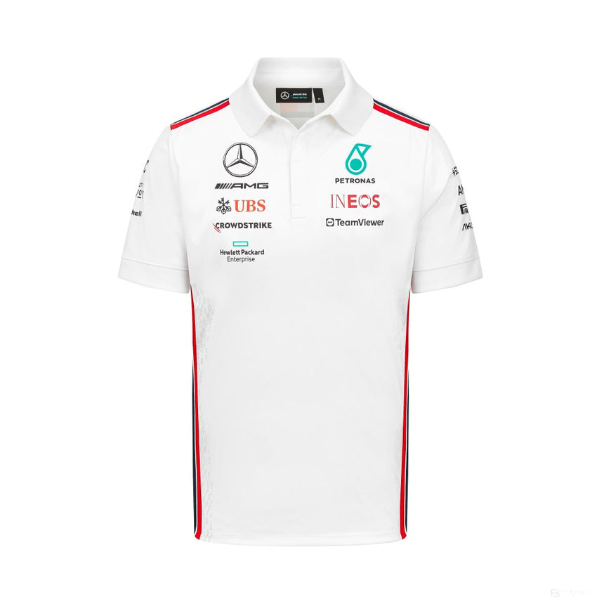 Mercedes Team Mens Polo, White, 2023 - FansBRANDS®
