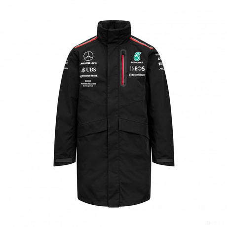 Mercedes Team Mens Rain Jacket, Black, 2023 - FansBRANDS®