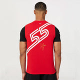 Male model back view wearing red polo with large white number 55