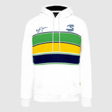 Ayrton Senna hoodie, stripe, white, 2025