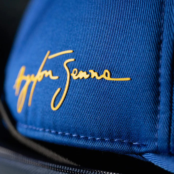 Ayrton Senna cap, Nacional, original 1984, with fabric hard case, blue, 2025