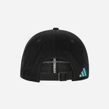 Black cap with Adidas logo on a white background