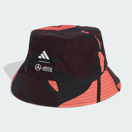 Mercedes bucket hat with red and black pattern