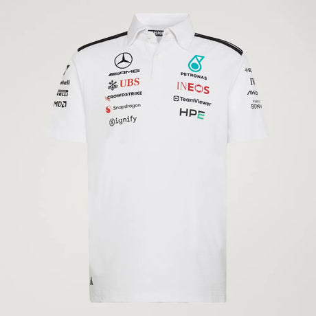 White Mercedes t-shirt with front logos.