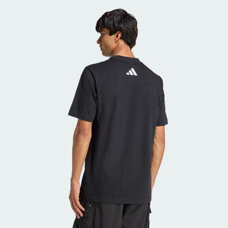 Black t-shirt back view with adidas logo