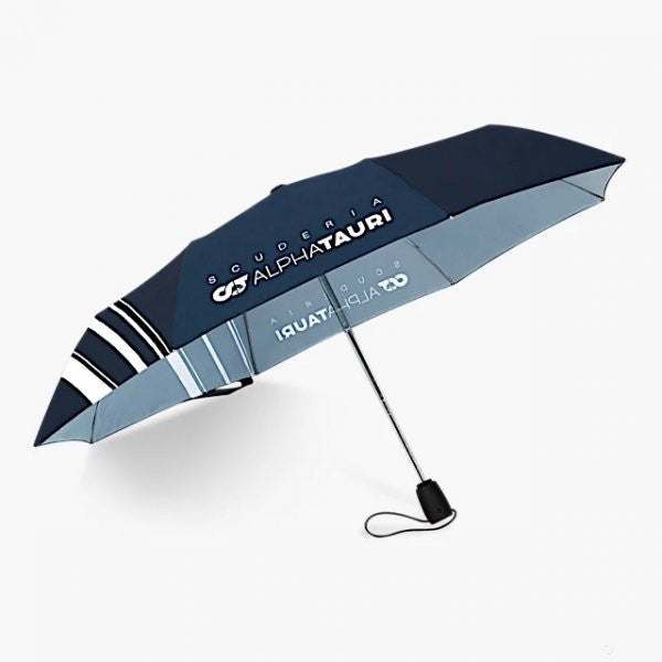 AlphaTauri blue umbrella with striped pattern