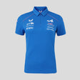 Blue women's T-shirt with Alpine logo on front