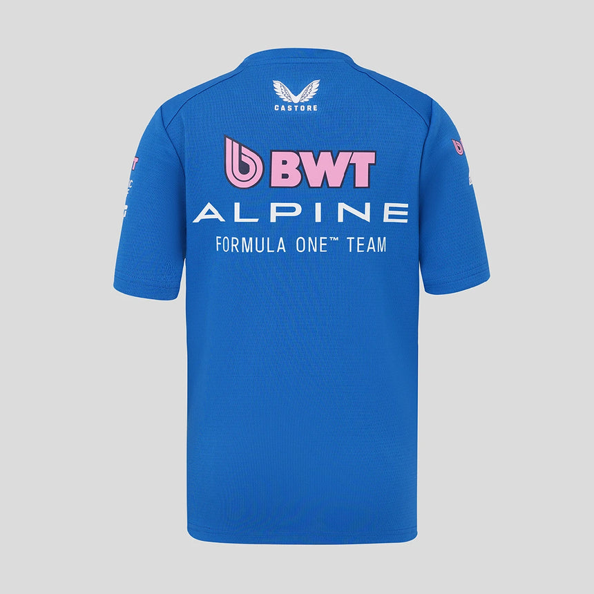 Blue Alpine T-shirt back with BWT lettering.