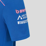 Blue Alpine T-shirt left sleeve with Pirelli and Arctic Wolf logos.