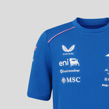 Blue Alpine T-shirt front with Castore, eni and MSC logos.