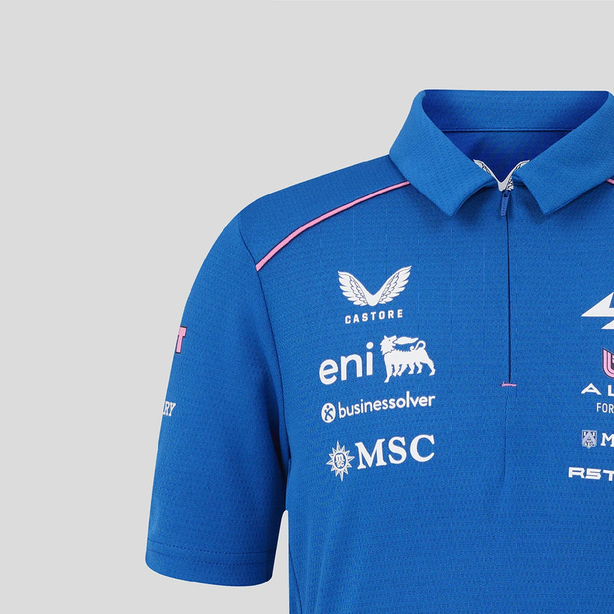 Blue T-shirt top view with zip