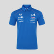 Blue crew neck t-shirt with Alpine logo on front