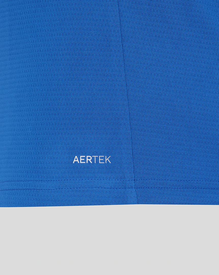 Blue t-shirt bottom with AERTEK text