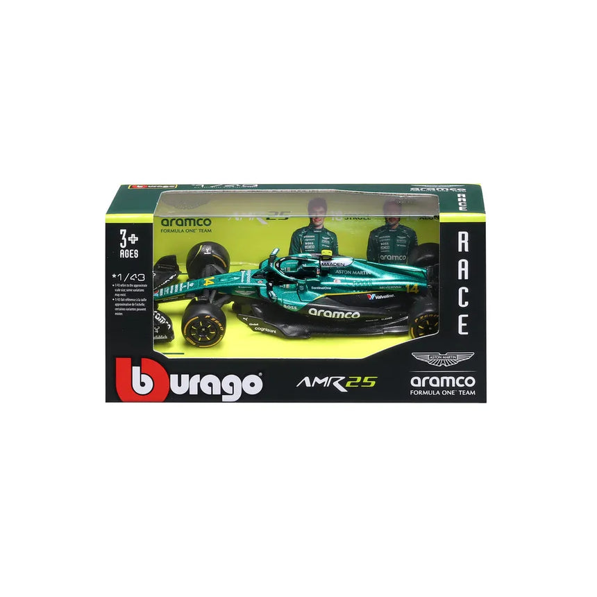 Aston Martin AMR25 model car in green packaging.