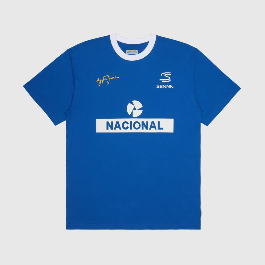 Ayrton Senna t-shirt, nacional ringer, blue