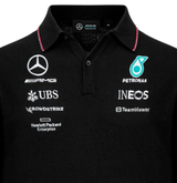 Mercedes Team Knitted Long Slevee Polo, Black, 2023