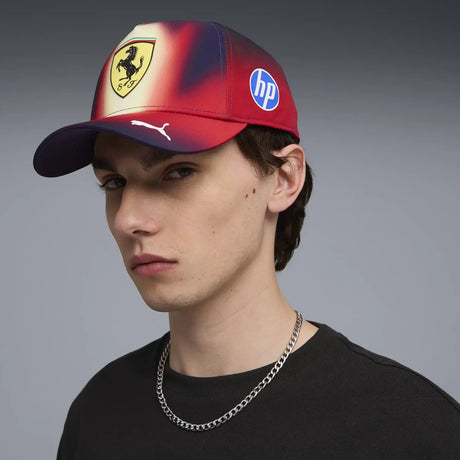 Ferrari red cap worn by male model