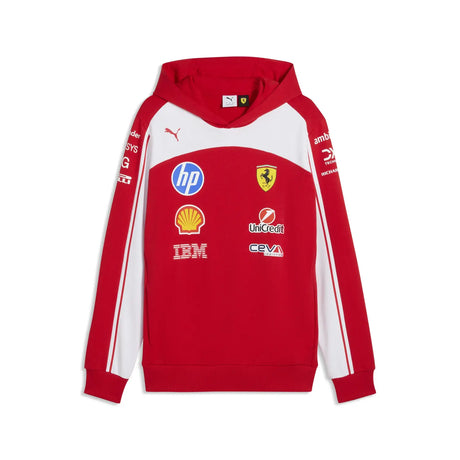 Ferrari red pullover front with logos