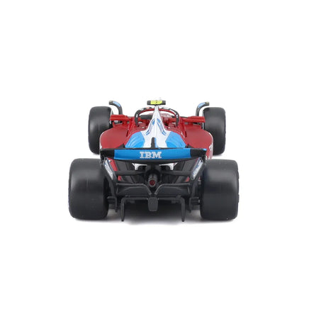 Ferrari SF25 model car rear view with IBM logo.