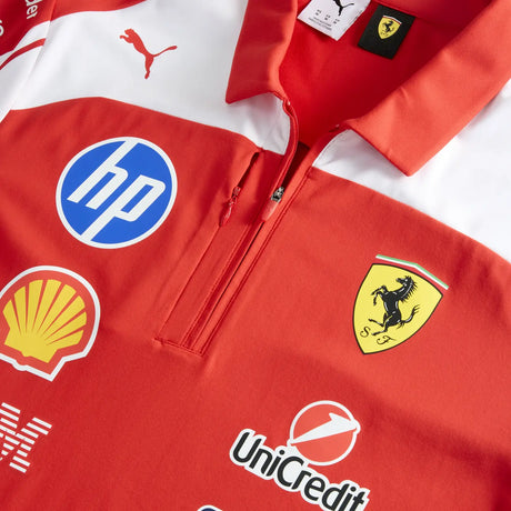 Ferrari shirt front close-up with logos