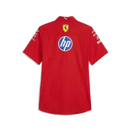 Red Ferrari shirt back view with visible logos