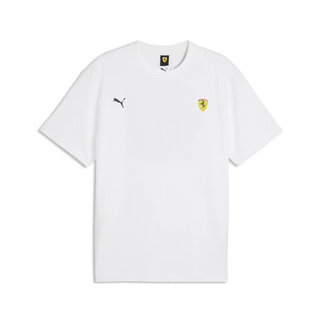 White T-shirt with Ferrari logo front view.