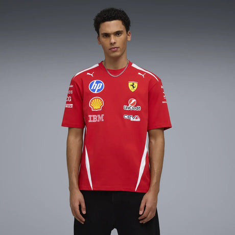 Ferrari T-shirt front view worn by model with PUMA logo.
