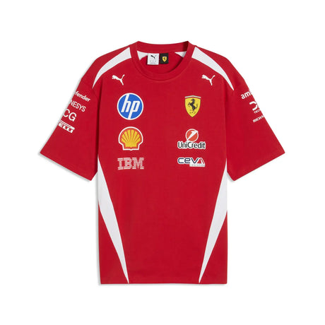 Ferrari red t-shirt front with PUMA logo and white stripes