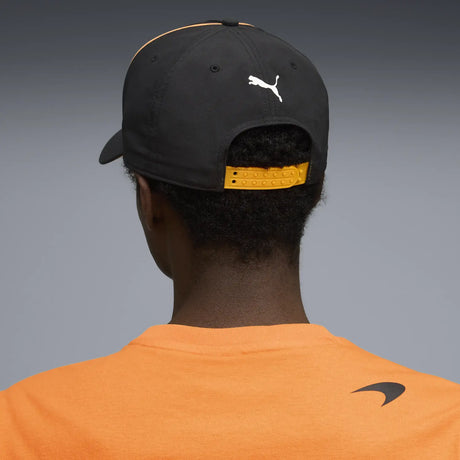 Black McLaren cap back view with PUMA detail.
