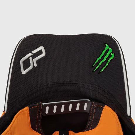 Inside view of McLaren cap with Oscar Piastri embroidery