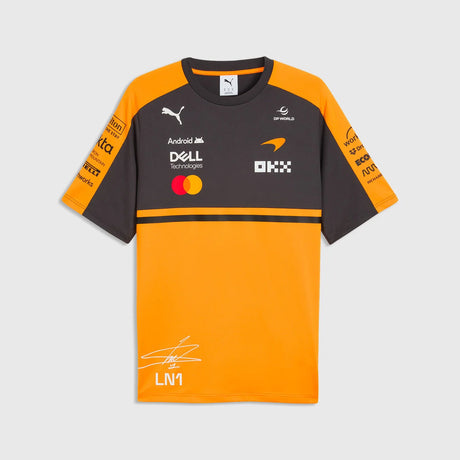 McLaren t-shirt dark gray and yellow with logos on chest