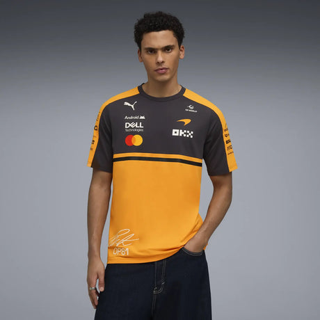 McLaren t-shirt featuring Oscar Piastri in orange and gray.