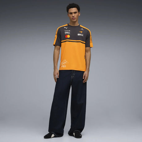 McLaren t-shirt with Oscar Piastri in orange and gray colors.