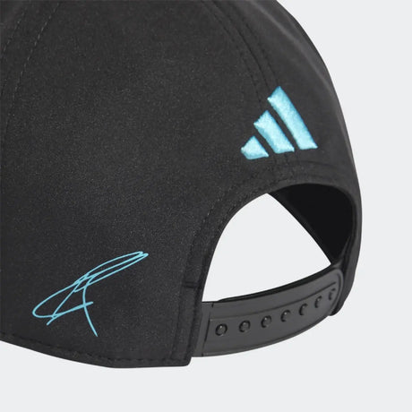 Black cap with adidas logo.