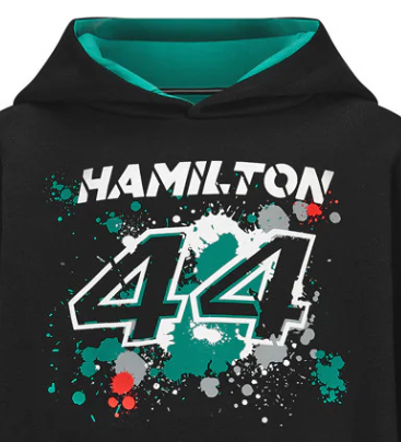 Mercedes Lewis Hamilton Kids Sweatshirt, LEWIS #44, Black, 2022
