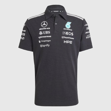 Mercedes polo, team, engineers, adidas, black, 2026