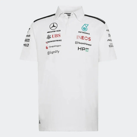 Mercedes polo, team, engineers, adidas, white, 2026