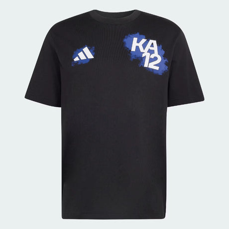 Black t-shirt with adidas logo and KA12 lettering