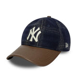 New York Yankees cap, loden leather, New Era, 9TWENTY, brown