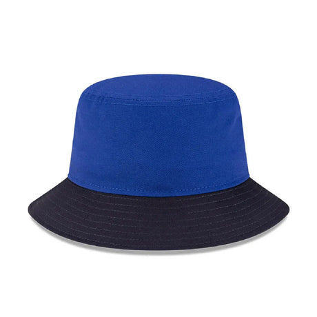 Blue bucket hat product photo.