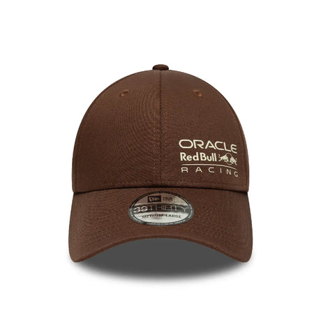 Brown cap front view with logos