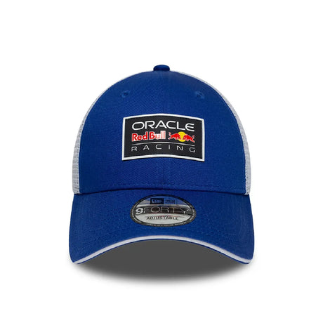 Blue Red Bull Racing cap front view with white mesh back