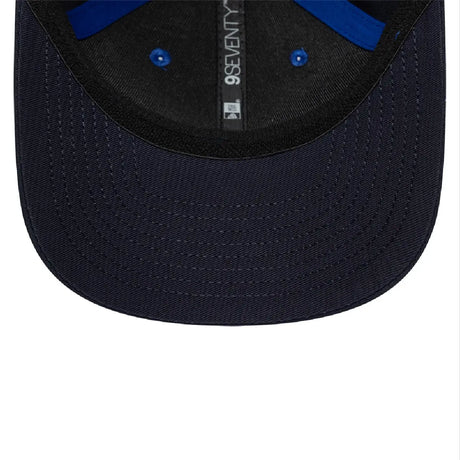 Top view of blue cap.
