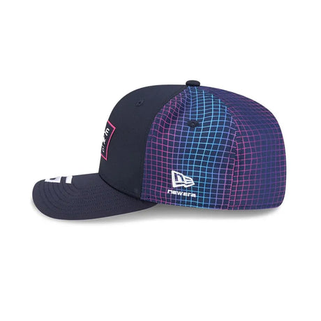 Blue cap side with grid pattern and New Era® logo.