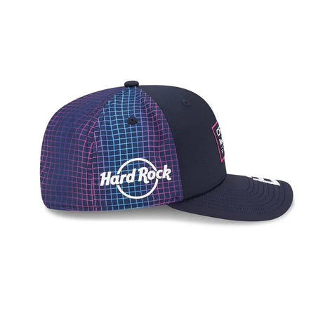 Blue cap side with Hard Rock logo and grid pattern.