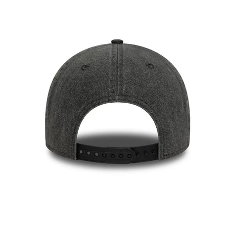 Black snapback cap back view